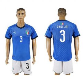 Italy #3 Chiellini Home Soccer Country Jersey