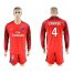 Paris Saint-Germain #4 Stambouli Red Long Sleeves Soccer Club Jersey