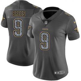 Nike New Orleans Saints #9 Drew Brees Gray Static Womens Stitched NFL Vapor Untouchable Limited Jersey