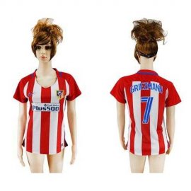 Womens Atletico Madrid #7 Griezmann Home Soccer Club Jersey