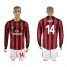 AC Milan #14 Mati Home Long Sleeves Soccer Club Jersey