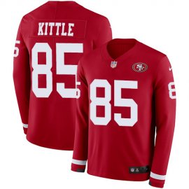 Nike San Francisco 49ers #85 George Kittle Red Team Color Mens Stitched NFL Limited Therma Long Sleeve Jersey