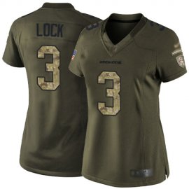 Nike Denver Broncos #3 Drew Lock Green Womens Stitched NFL Limited 2015 Salute to Service Jersey