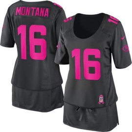 Nike San Francisco 49ers #16 Joe Montana Dark Grey Womens Breast Cancer Awareness Stitched NFL Elite Jersey