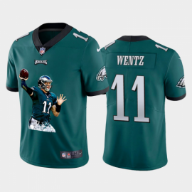 Philadelphia Eagles #11 Carson Wentz Mens Nike Player Signature Moves 3 Vapor Limited NFL Jersey Green