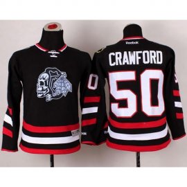 Chicago Blackhawks #50 Corey Crawford Black(White Skull) 2014 Stadium Series Stitched Youth NHL Jersey