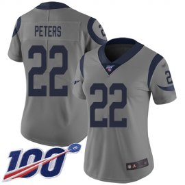 Nike Los Angeles Rams #22 Marcus Peters Gray Womens Stitched NFL Limited Inverted Legend 100th Season Jersey