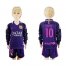 Barcelona #10 Messi Away Long Sleeves Kid Soccer Club Jersey