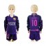 Barcelona #10 Messi Away Long Sleeves Kid Soccer Club Jersey