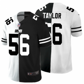 New York New York Giants #56 Lawrence Taylor Mens Black V White Peace Split Nike Vapor Untouchable Limited NFL Jersey