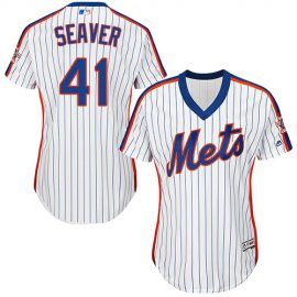 New York Mets #41 Tom Seaver White(Blue Strip) Alternate Womens Stitched MLB Jersey