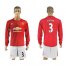 Manchester United #3 Shaw Red Home Long Sleeves Soccer Club Jersey