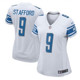 Nike Detroit Lions #9 Matthew Stafford White Womens Stitched NFL Elite Jersey