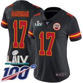 Nike Kansas City Chiefs #17 Mecole Hardman Black Super Bowl LIV 2020 Womens Stitched NFL Limited Rush 100th Season Jersey