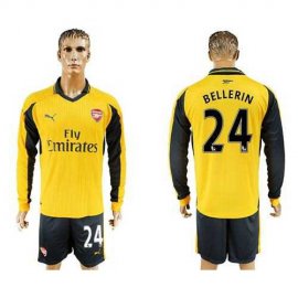 Arsenal #24 Bellerin Away Long Sleeves Soccer Club Jersey