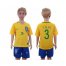 Brazil #3 T.Silva Home Kid Soccer Country Jersey