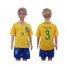 Brazil #3 T.Silva Home Kid Soccer Country Jersey