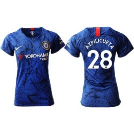 Womens Chelsea #28 Azpilicueta Home Soccer Club Jersey