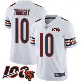 Nike Chicago Bears #10 Mitchell Trubisky White Mens Stitched NFL 100th Season Vapor Limited Jersey