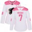 Adidas Calgary Flames #7 TJ Brodie White/Pink Authentic Fashion Womens Stitched NHL Jersey