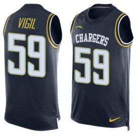 Nike Los Angeles Chargers #59 Nick Vigil Navy Blue Team Color Mens Stitched NFL Limited Tank Top Jersey