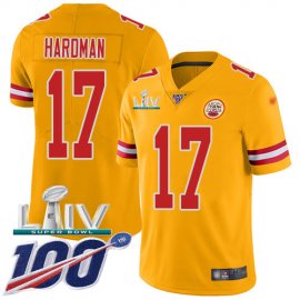 Nike Kansas City Chiefs #17 Mecole Hardman Gold Super Bowl LIV 2020 Youth Stitched NFL Limited Inverted Legend 100th Season Jersey