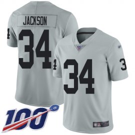 Nike Las Vegas Raiders #34 Bo Jackson Silver Mens Stitched NFL Limited Inverted Legend 100th Season Jersey