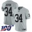 Nike Las Vegas Raiders #34 Bo Jackson Silver Mens Stitched NFL Limited Inverted Legend 100th Season Jersey