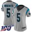 Nike Carolina Panthers #5 Teddy Bridgewater Silver Womens Stitched NFL Limited Inverted Legend 100th Season Jersey
