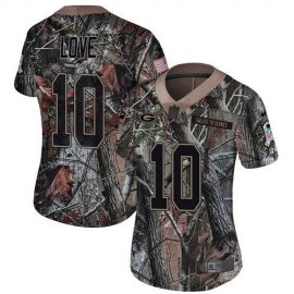 Nike Green Bay Packers #10 Jordan Love Camo Womens Stitched NFL Limited Rush Realtree Jersey