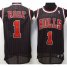 Chicago Bulls 1 Derrick Rose Black Red Strip NBA Jerseys Cheap