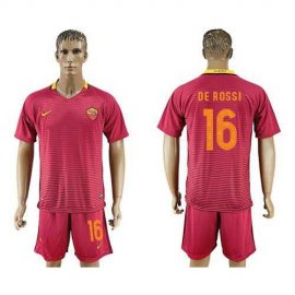 Roma #16 De Rossi Red Home Soccer Club Jersey