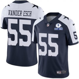 Nike Dallas Cowboys #55 Leighton Vander Esch Navy Blue Thanksgiving Mens Stitched With Established In 1960 Patch NFL Vapor Untouchable Limited Throwback Jersey