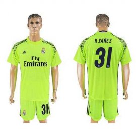 Real Madrid #31 R.Yanez Shiny Green Goalkeeper Soccer Club Jersey