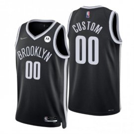 Nike Nets Custom Black Mens 2021-22 NBA 75th Anniversary Diamond Swingman Jersey – Icon Edition