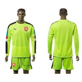 Czech Blank Shiny Green Goalkeeper Long Sleeves Soccer Country Jersey