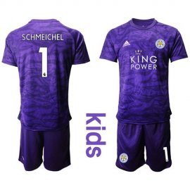 Leicester City #1 Schmeichel Purple Goalkeeper Kid Soccer Club Jersey