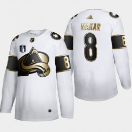 Colorado Colorado Avalanche #8 Cale Makar Mens 2022 Stanley Cup Final Patch Adidas White Golden Edition Limited Stitched NHL Jersey Mens