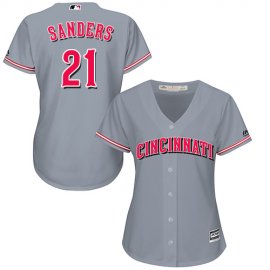 Cincinnati Reds #21 Reggie Sanders Grey Road Womens Stitched MLB Jersey