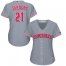 Cincinnati Reds #21 Reggie Sanders Grey Road Womens Stitched MLB Jersey