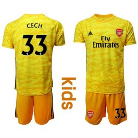Arsenal #33 Cech Yellow Goalkeeper Kid Soccer Club Jersey