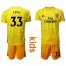 Arsenal #33 Cech Yellow Goalkeeper Kid Soccer Club Jersey