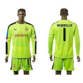 Dortmund #1 Weidenfeller Shiny Green Goalkeeper Long Sleeves Soccer Club Jersey