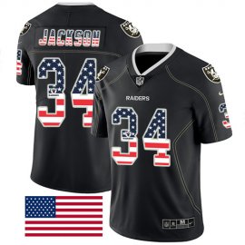 Nike Las Vegas Raiders #34 Bo Jackson Black Mens Stitched NFL Limited Rush USA Flag Jersey