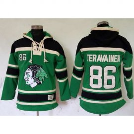 Chicago Blackhawks #86 Teuvo Teravainen Green St. Patricks Day McNary Lace Hoodie Stitched NHL Jersey