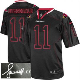 Nike Arizona Cardinals #11 Larry Fitzgerald Lights Out Black Mens Stitched NFL Elite Autographed Jersey
