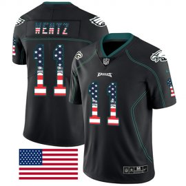 Nike Philadelphia Eagles #11 Carson Wentz Black Mens Stitched NFL Limited Rush USA Flag Jersey