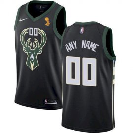 Nike Bucks Custom 2021 NBA Finals Champions Swingman Statement Edition Jersey Black