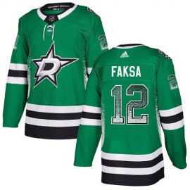 Adidas Dallas Stars #12 Radek Faksa Green Home Authentic Drift Fashion Stitched NHL Jersey