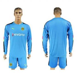 Dortmund Blank Blue Long Sleeves Goalkeeper Soccer Club Jersey